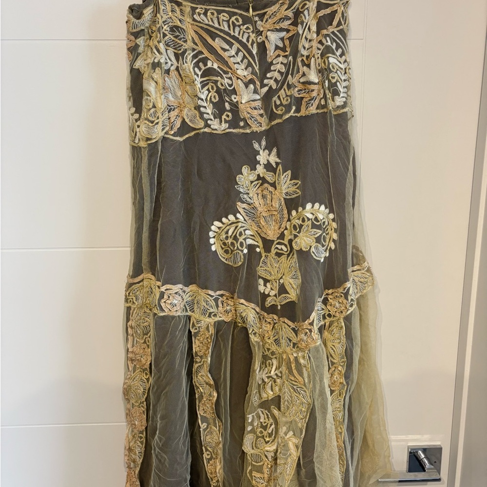 April Cornell Maxi Skirt with Gold and Cream Details